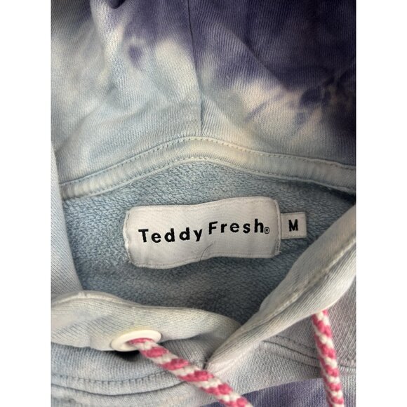 Teddy Fresh Hoodie Mens Medium Pullover Tie Dye Purple Blue Embroidered - Picture 2 of 7